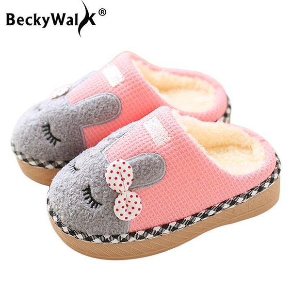 

slipper beckywalk kids slippers winter children home girls cotton shoes baby boys indoor house bedroom warm shoe csh699, Black;grey