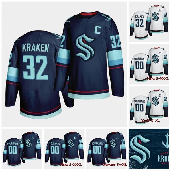 

double stitched seattle kraken 32th new team custom home road jersey your nunber any name ice hockey jersey mens women youth white navy, Black;red