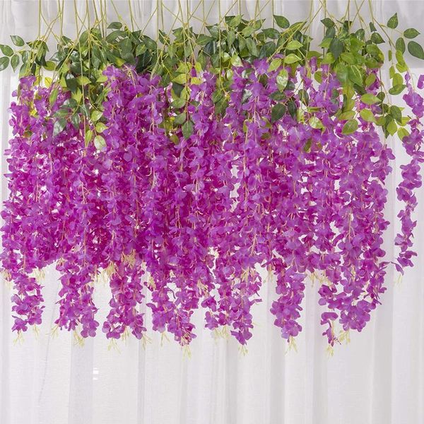 

decorative flowers & wreaths 12pcs artificial wisteria flower garland vine hanging silk for home decor wedding arch backdrop