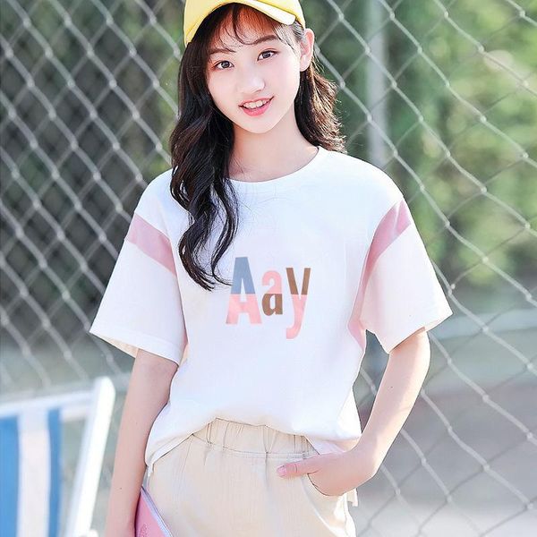 

women's t-shirt preppy style letter printed women summer 2021 harajuku sweet patchwork loose short sleeve schoolgirl, White