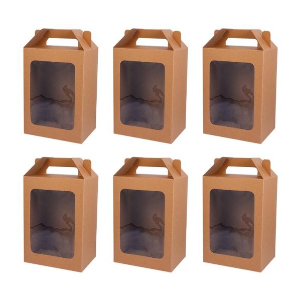 

6pcs portable flower boxes decorative gift party wrapping bags brown wrap