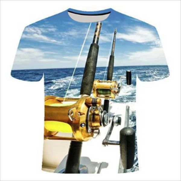 

men's t-shirts comfortable fishing t-shirt style casual 3d printing digital fish summer short-sleeved round neck top, White;black