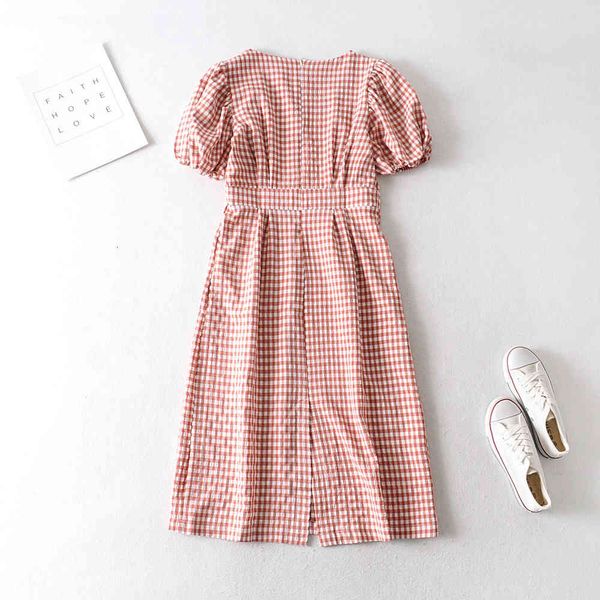 

dresses new square collar long french retro lattice short-sleeved women's sweet party chic female dress, Black;gray