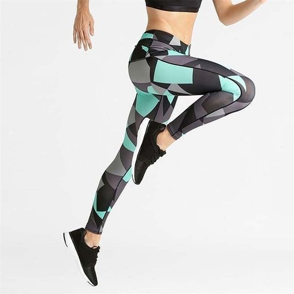 Poligonal Rhombus Punk Sexy Mulheres Leggings Compressão Casual Fitness Fitness Senhoras Treino Alto Cintura Long Leggings Calças 211216