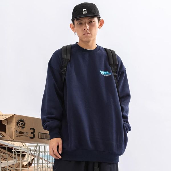 

men's hoodies & sweatshirts eukaaru men streetwear winter thickened sweater fashion loose round neck long sleeve pullover hip hop over, Black