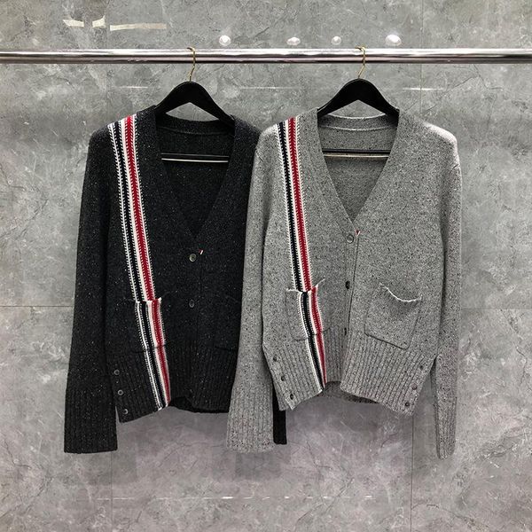 

men's sweaters fashion brand 2021 men slim fit v-neck cardigans clothing striped wool cashmere solid thick winter casual coat, White;black