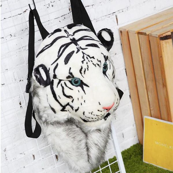 

backpack funny creative animal for women lifelike 3d tiger knapsack spoof men furry leopard lion panda bag 2021