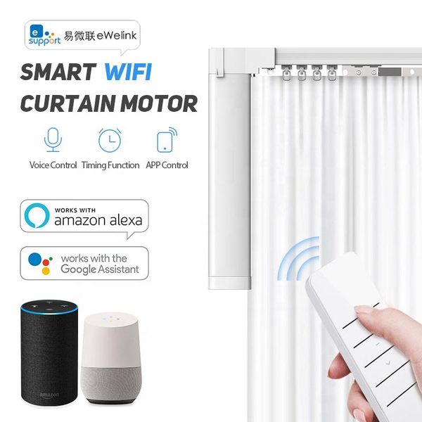 

smart home control to russia electric curtain motor with rail, cornice ewelink app alexa echo google