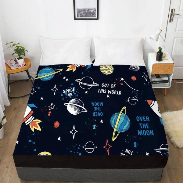 

sheets & sets 3d bed sheet with elastic fitted double mattress cover 135/150/180/200/160x200 cartoon kids bedding for baby boy space