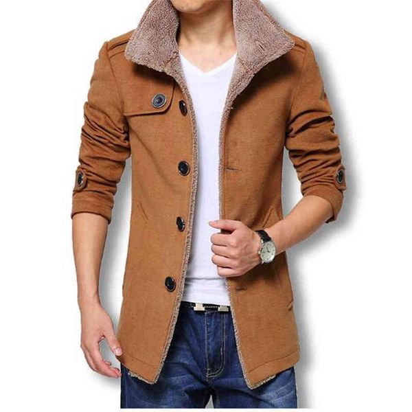 

men's trench coats winter long wool men ets and slim fit mens windbreaker plus size et nrj9, Black