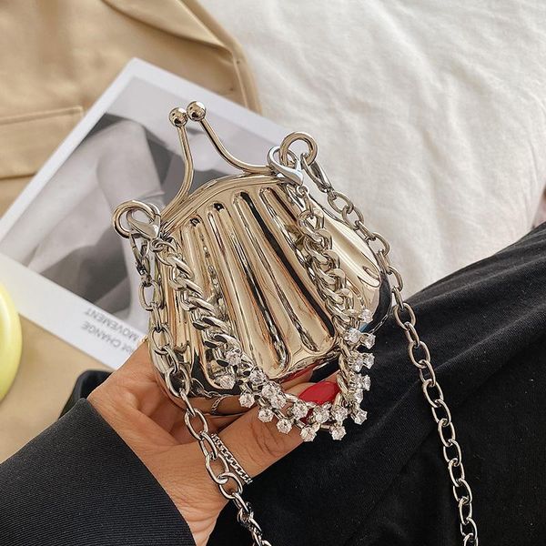 

evening bags metal mini shell for women 2021 coin purses and handbags luxury designer fashion hard chain cute female shoulder bag