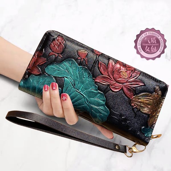 

handbag purse long zipper handbag 2021 new women's wallet trend, Red;black