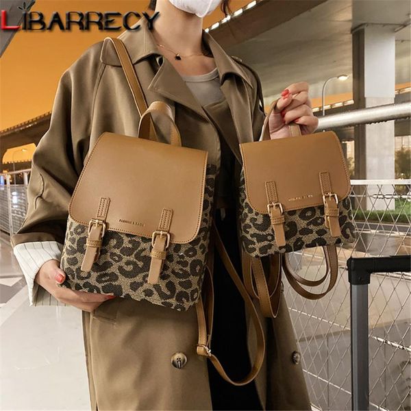 Zaino stile moda stampa leopardata design borsa da viaggio da donna piccola da donna in pelle di alta qualità 2021 Bolso Mujer