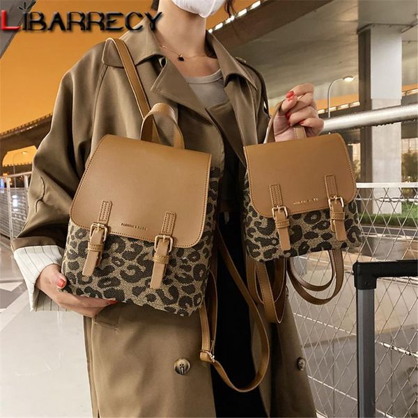 

backpack style fashion leopard print design leather women's small ladies travel bag 2021 bolso mujer