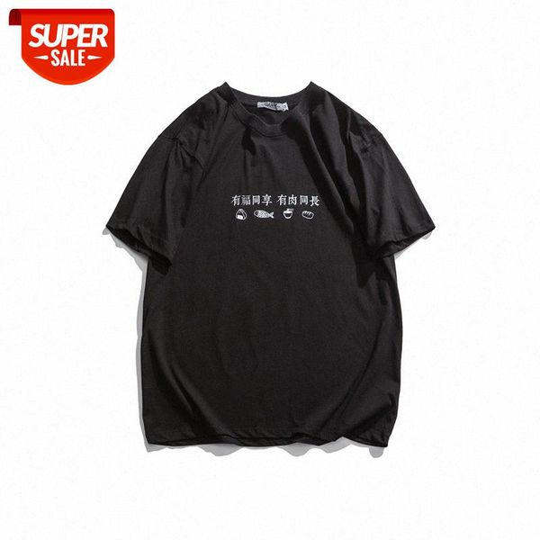 

summer short-sleeved youth format is blessed and enjoys meat long fun printed t-shirt men #7y7n, White;black