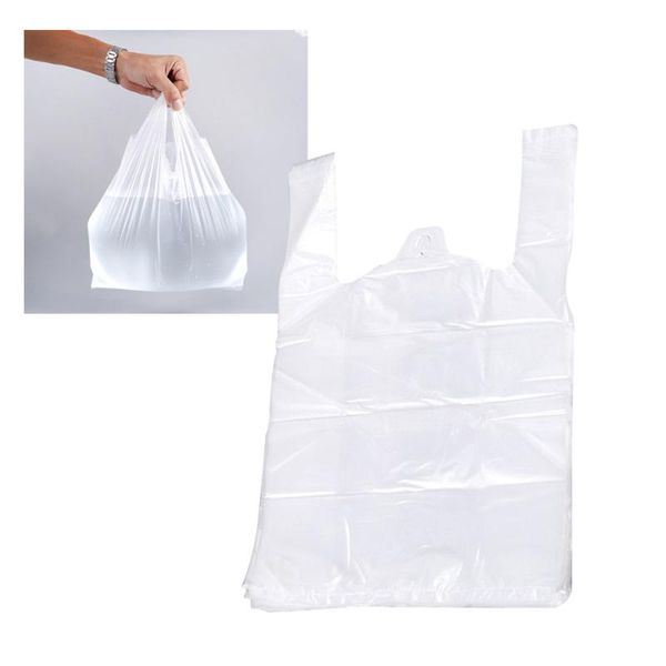 

gift wrap 50pcs thicken transparent food bags environmentally friendly plastic carry-out t-shirt shopping handled for