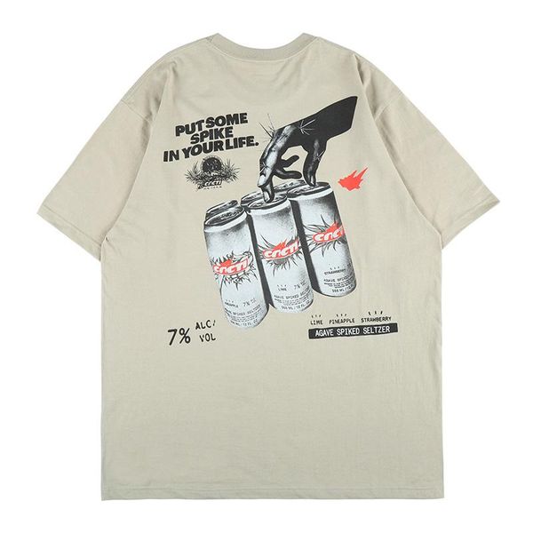 

men's t-shirts 21ss beer printing cactus jack t shirt kawaii pure cotton gym travis scotees men women streetwear, White;black