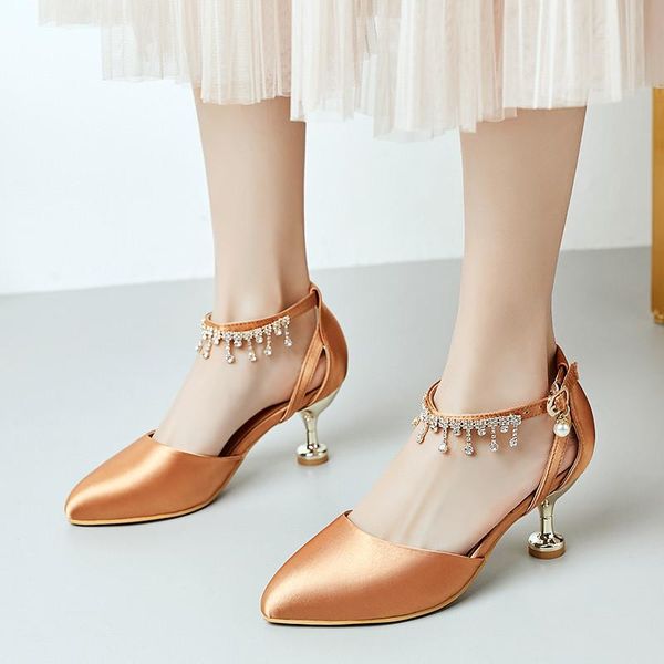 

pointed toe heels crystal rhinestone ankle strap pink black brown high heel woman shoes large sizes stiletto pumps dress