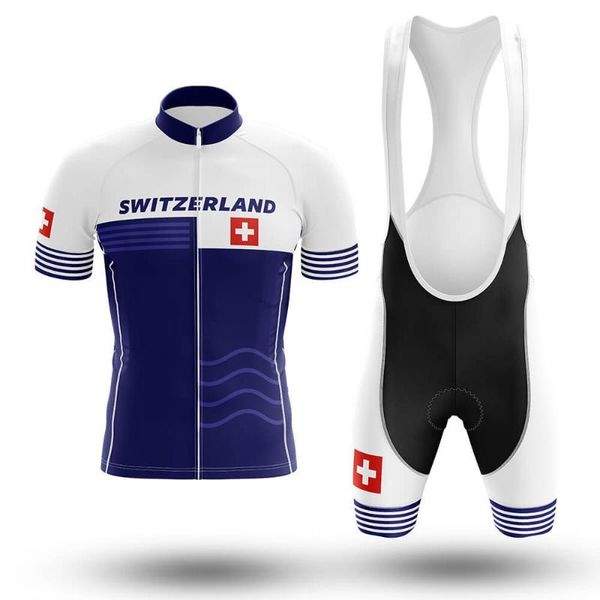 

racing sets 2021 cycling jersey switzerland pro team set summer breathable quick-drying clothing, Black;blue