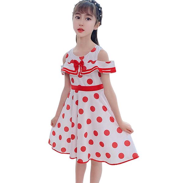 

kids dresses for girls bow party big children summer children's costumes 210528, Red;yellow