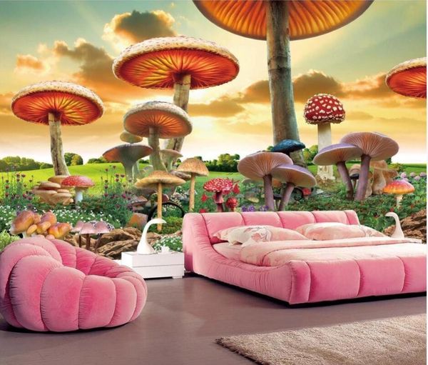 

wallpapers ainyoousem fantasy giant mushroom cartoon children background wall papier peint papel de parede wallpaper 3d stickers