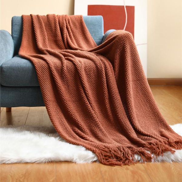 

blankets nordic simple solid sofa blanket office nap comfortable bedspread soft homestay decoration thick winter knitted shawl