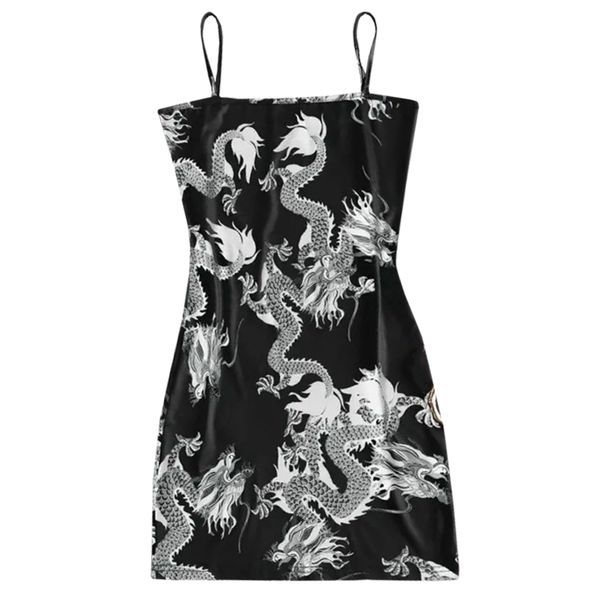 

women sleeveless split hip slender slim fit print dress motel rocks style summer, Black;gray