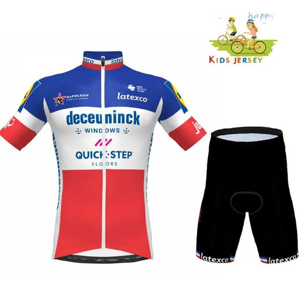 

racing sets suit france quick step kids 2021 cycling jersey set julian alaphilippe boys girls clothing children bike ropa, Black;blue