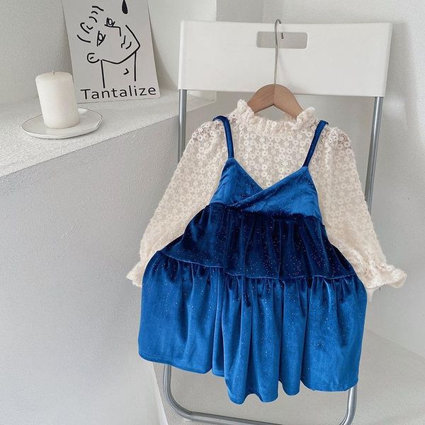 

girl's dresses spring autumn patchwork long sleeve girl fake two pieces princess dress little girls ball gown clothes kid, Red;yellow