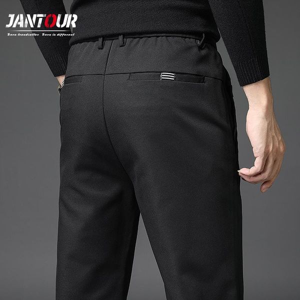 

jantour brand spring autumn men's casual pants business black blue gray classics straight fashion trousers plus size 28-40