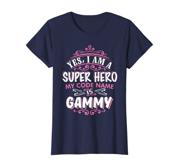 

womens yes i am a super hero, my code name is gammy funny t shirt, White;black
