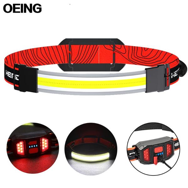 

the cob led headlight has built-in battery usb rechargeable 3 modes ultra-thin durable elastic headband mini headlamp torch headlamps