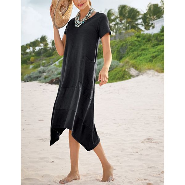

factoryairu women's mid long pocket solid knitted dress, White;black