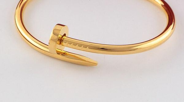 

2021 yellow gold, white gold and rose gold stainless steel bangle nail bracelet with box set, Black