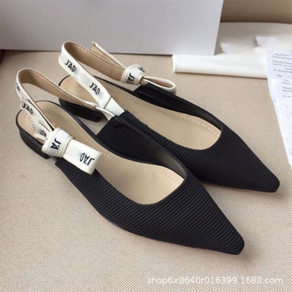

high version d family letter bow high heeled shoes women's thin heel 2021 summer new pointed cat heel sandals summer ysj, Black