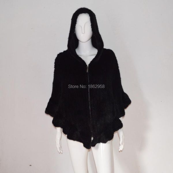 

women's fur & faux arrival 2021 sj467 mexico selling mink woman poncho, Black
