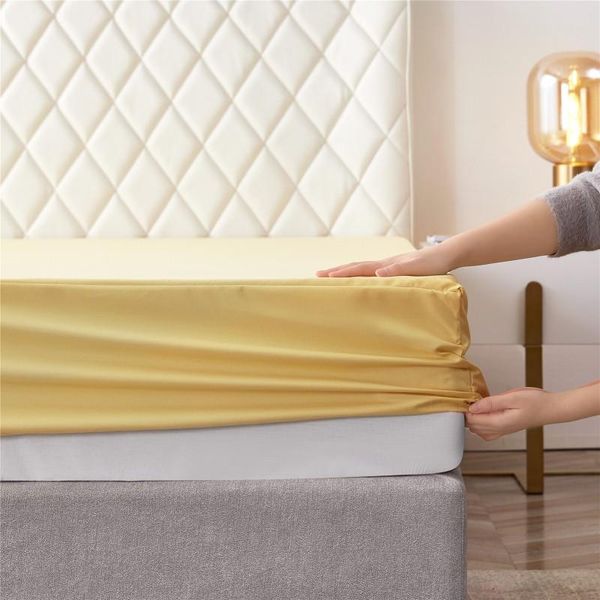 

sheets & sets pure color bed polyester fitted sheet with elastic band full/queen/king bottom mattress cover