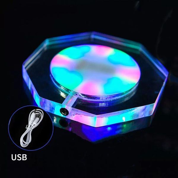 

mats & pads usb powered led cocktail acrylic drink coasters bar beer beverage f/club wedding party decoration-multicolor/white