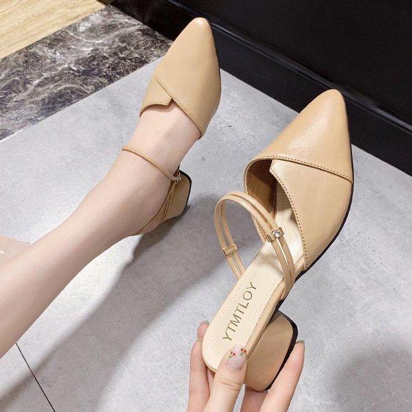 

shoes women cover toe ladies' slippers square heel luxury slides med pantofle female mule soft block designer 2021 mules rome, Black