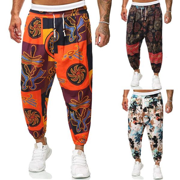 

men's pants long casual sport linen fit trousers running joggers sweatpants men broek mannen sarouel homme, Black