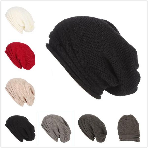 

beanie/skull caps winter baggy slouchy beanie women hat wool knitted warm cap for men oversized cold skiing, Blue;gray