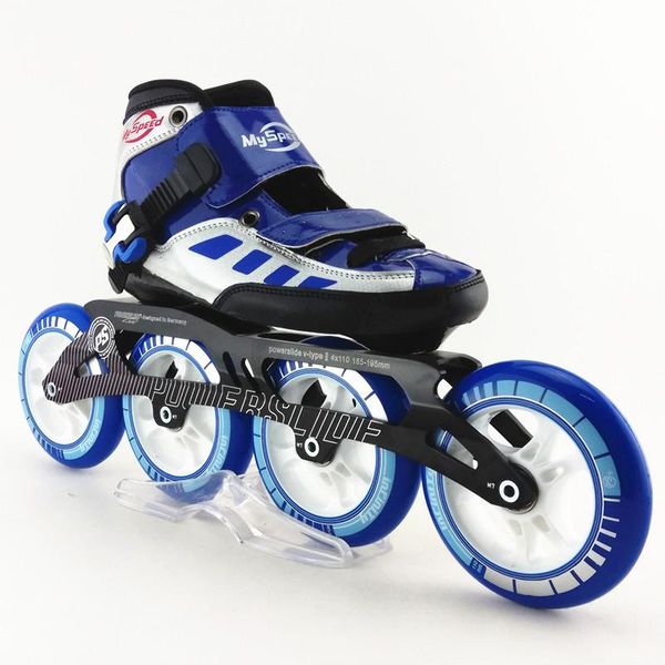 

inline & roller skates speed handmade skating shoes blue color with ps skate wheels