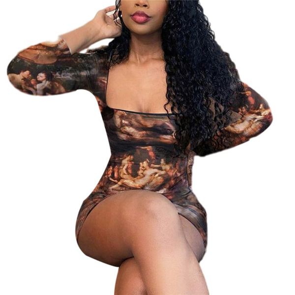 

casual dresses 2021 women printed dress brown long sleeve square collar mini ladies bodycon fashion clothing womens, Black;gray
