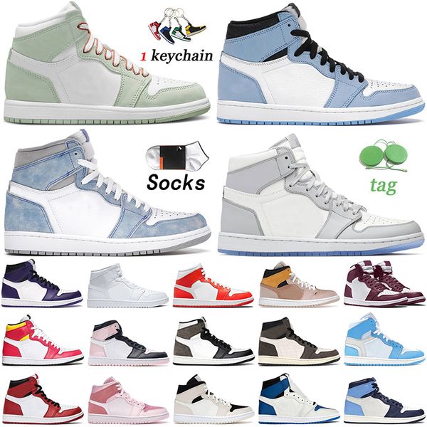 

fashion basketball shoes jumpman 1 1s seafoam university blue hyper royal dio mens women trainres size us 13 chicago syracuse obsidian sport, White;red