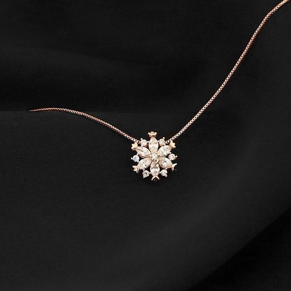 

chokers snowflake necklace for women sterling clavicle chain ins simple all-match niche design rose girlfriends two, Golden;silver