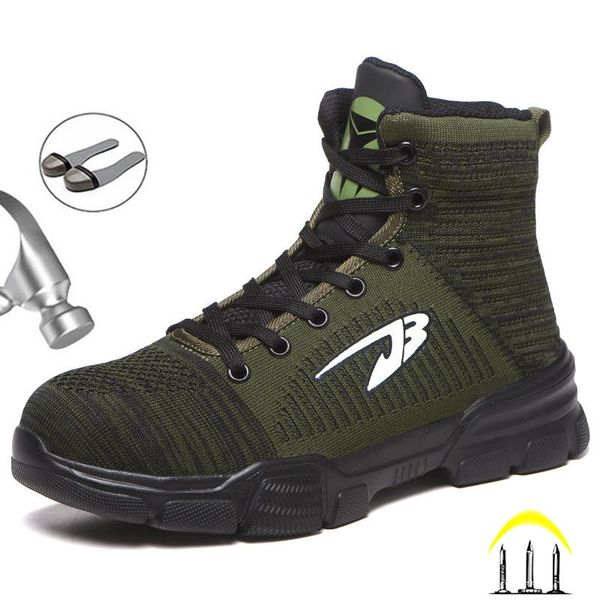 

boots male work shoes sneakers light safety men proof protective high warm winter, Black