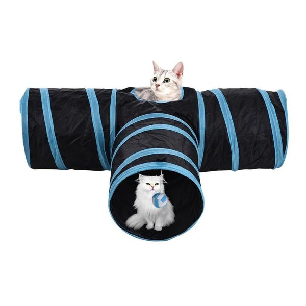

cat toys collapsible 3 way pets tunnel tube for kittens puppies rabbits guinea pigs pet with ball crinkle fabric