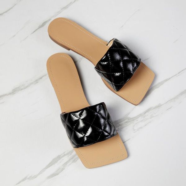 

slippers flat shoes female candy colors womens outdoor slides basic rubber appliques floral fabric pu, Black