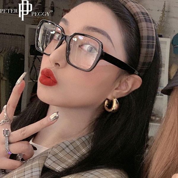 

fashion sunglasses frames vintage frame eyeglasses men women clear glasses retro square optical lens eyewear nerd prescription, Black