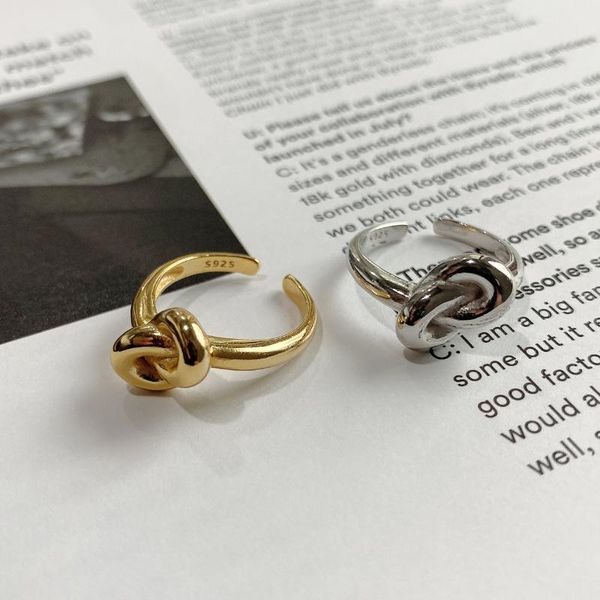 

cluster rings korean version of the 925 sterling silver knot geometric minimalist ring for women design ins red wholesale lots bulk, Golden;silver